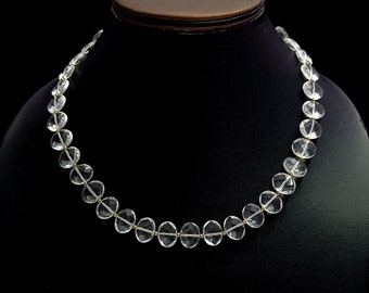 Crystal Quartz Beaded Necklace Crystal Quartz Oval Bead Necklace Crystal Quartz Gemstone Necklace Crystal Quartz Jewelry Necklace for Women