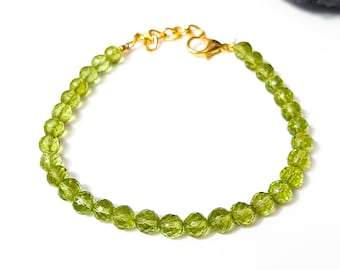 Gorgeous Peridot Dainty Bracelet, Peridot Round Beads Bracelet, Faceted Round Beaded Bracelet, Gemstone Minimalist Bracelet, Peridot Jewelry