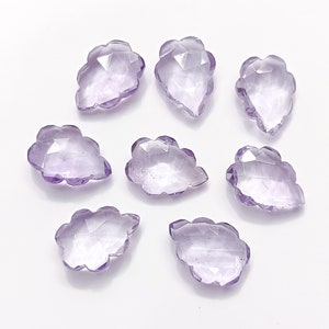 Pink Amethyst Carved Leaf Shape Gemstone, Faceted Crystal Leaf Carving Gemstone, Leaf Shape Beads, Hand Carved Leaf Beads For Jewelry 16MM