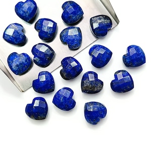 AAAA Lapislazuli Herzform Brioletten, natürliche Lapislazuli facettierte Herzform Edelsteinperlen, lose handgeschnitzte Perlen, Herzperle, 10 MM