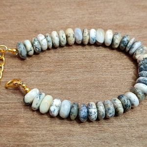 AAA Dendrite Opal Bracelet, Dainty Opal Rondelle Bracelet, Dendritic Opal Dainty Bracelet, Minimalist Bracelet, Opal Gemstone Bracelet