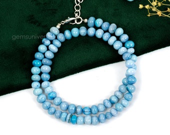 Schöne Blaue Opal Perlen Halskette, 8 mm Opal Glatte Rondelle Perlen Halskette, Blaue Opal Halskette, Opal Edelstein Halskette, Candy Opal Schmuck