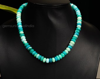 Natural Green Opal Beaded Necklace, Green Opal Rondelle Beads Necklace, Green Opal Necklace, Candy Opal Beads Necklace, Women's Necklace