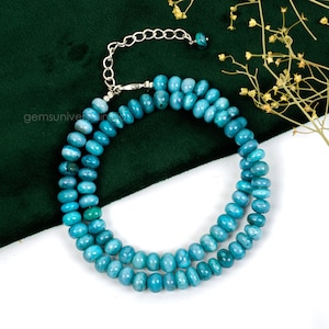 Collier de perles opale bleue, collier de perles rondelles lisses opale, opale teinte, collier d&#39;opale bleue, collier de perles d&#39;opale bleue lui offrir