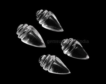 AAAA Crystal Quartz Conch Shell Carved Gemstone, Crystal Quartz Shell Shape Gemstone, Loose Hand Carving Beads, Carved Crystal Snail Shell