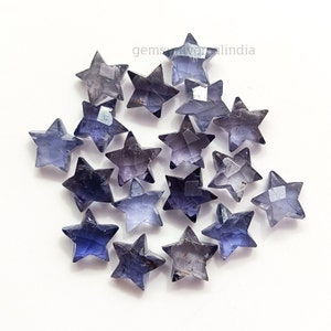 100% Natural Iolite Star Carved Briolettes, Iolite Faceted Star Shape Loose Gemstone Bead Hand Carved Beads 8mm Iolite Gemstone Star Beads