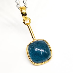 Natural Deep Blue Aquamarine Pendant, 14K Solid Gold Aquamarine Pendant, Bezel Pendant, March Birthstone, Christmas Aquamarine Jewelry