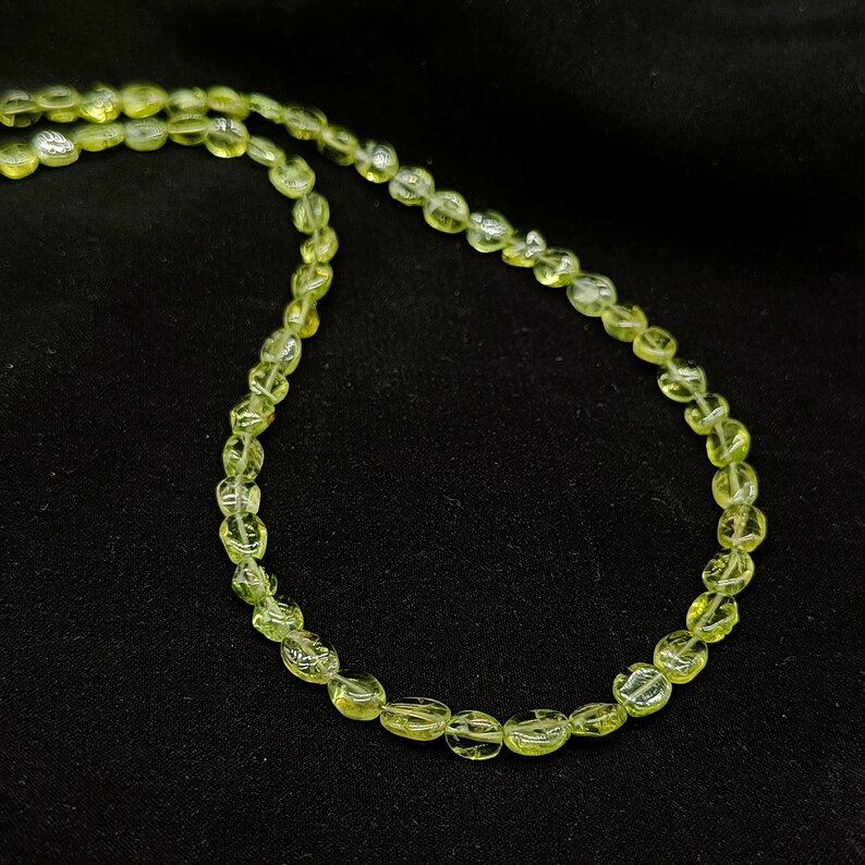 Natural Peridot Necklace, Gemstone Beaded Necklace, Smooth Oval Necklace, Handcrafted Necklace, Jewelry for Her, Beads Necklace For Women image 3