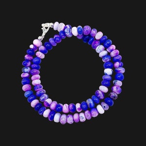 Purple Opal Beads Necklace, AAA Opal Smooth Rondelle Beads Necklace,  Lavender Opal Necklace, Lavender Opal Beads Necklace Opal Jewelry Gift