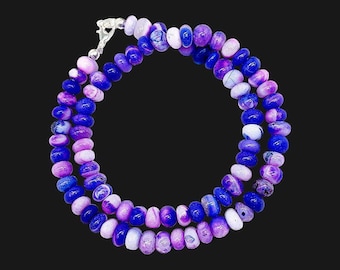 Purple Opal Beads Necklace, AAA Opal Smooth Rondelle Beads Necklace,  Lavender Opal Necklace, Lavender Opal Beads Necklace Opal Jewelry Gift