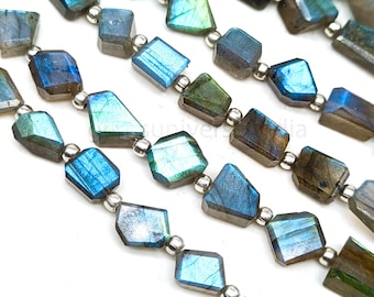 Flashy Natural Labradorite Faceted Nugget Beads, Wholesale Labradorite Freeform Tumble Beads, Labradorite Gemstone Beads Strands, 8&quot; inches