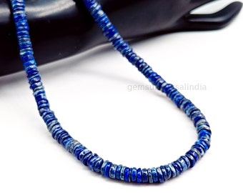 Lapis Lazuli Beaded Necklace, Natural Lapis Lazuli Smooth Heishi Beads Necklace for Her, AAA Gemstone Necklace for Women, Bridal Gift Idea