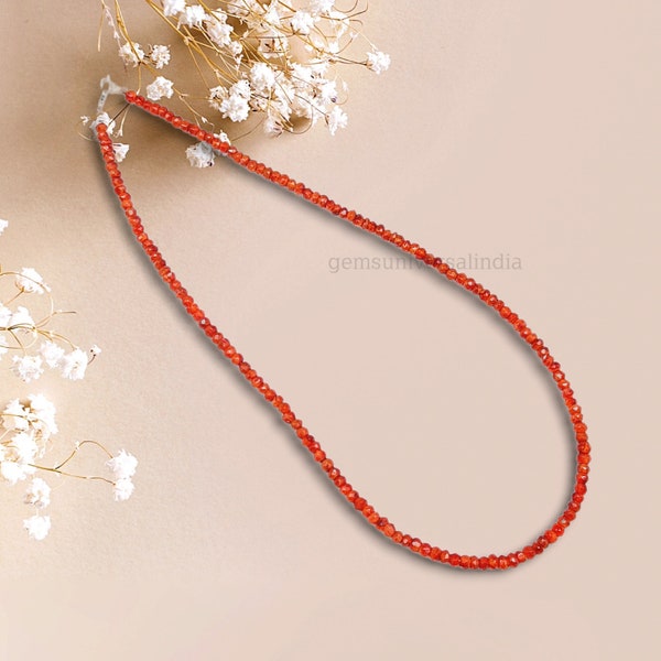 Collier de perles rondelles à facettes en cornaline, collier de perles de cornaline naturelle, collier délicat pour femme, cadeau pour elle, bijoux bohèmes tendance