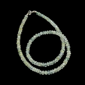 Natural Prehnite Smooth Rondelle Beads Necklace, Prehnite Gemstone Beaded Necklace, Handmade Bead Necklace for Women Wedding Gift for Her