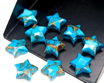 Gorgeous Copper Turquoise Star shape Gemstone, Faceted Hand Carved Star Beads for Jewelry, Turquoise Star Briolettes Healing Crystals, 10MM