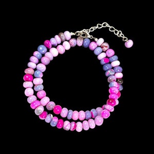 Lavender Opal Beaded Necklace, Natural Lavender Opal Rondelle, Opal Beads Necklace, Lavender Opal Necklace, Handmade Candy Necklace Gift