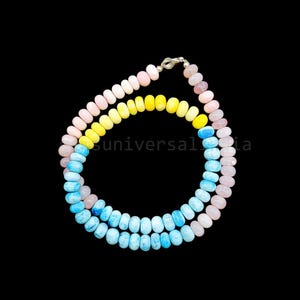 Beautiful Pastel Opal Beaded Necklace, Multi Color Opal Smooth Rondelle, Candy Opal Handmade Choker Necklace, Multi Color Opal Necklace Gift