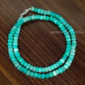 Collier de perles rondelles à facettes en chrysoprase naturelle, collier de perles de chrysoprase, collier de perles de chrysoprase, cadeau d&#39;anniversaire pour elle