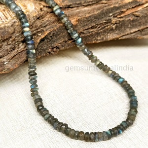 Flashy Labradorite Faceted Rondelle Beads Necklace, Labradorite Beaded Necklace, Labradorite Necklace, Handmade Choker Necklace Gift for Her