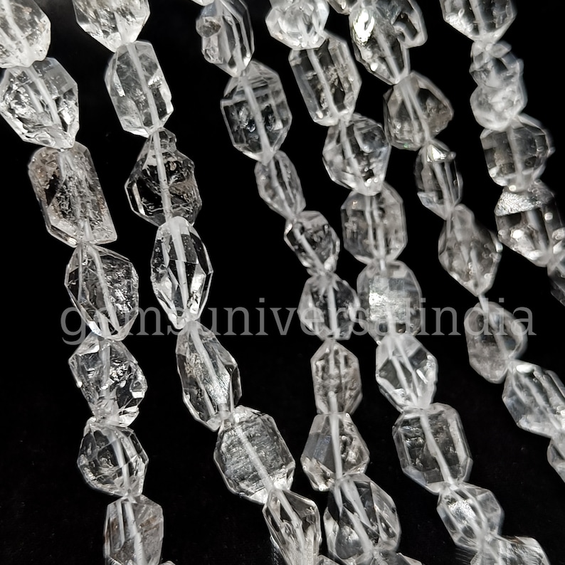 Cuentas de diamantes Herkimer de calidad suprema, cuentas Herkimer perforadas rectas, cuentas de cuarzo Herkimer para joyería, cuentas de pepita de diamante sin cortar, 8 imagen 2