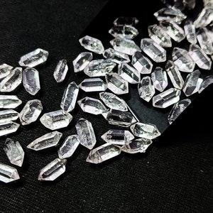 Drilled Herkimer Diamond Quartz Double Terminated Crystals, Herkimer Quartz Pointed Gemstone, Herkimer Diamond Double Terminated Gemstone