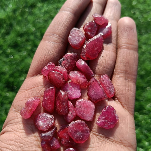 Red Ruby Rough Gemstone, Glass Filled Ruby, Raw Ruby Gemstones, Uncut Ruby Loose Gemstone for Jewelry Making Supplies, Raw Rough Ruby Beads