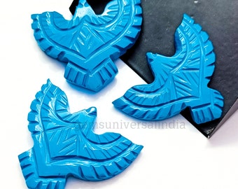 Preciosa talla de águila turquesa, piedra preciosa tallada a mano con forma de águila, escultura de águila de 30 mm, piedra preciosa tallada con forma de pájaro para joyería, tallas de cristal