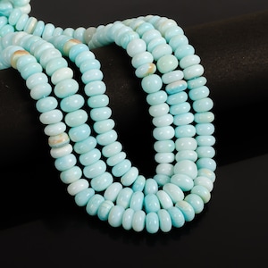 Blue Candy Opal Smooth Rondelle Beads, Natural Blue Opal Beads, Opal Gemstone Beads Handmade Beads 8mm Blue Opal Rondelle Gemstone Beads