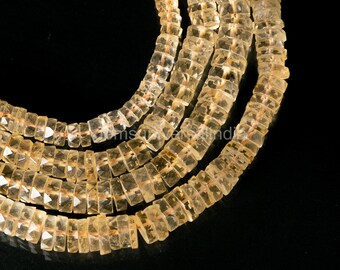 Natural Citrine Faceted Tyre Beads 6-7mm Citrine Wheel Beads Heishi Shape Citrine Beads AAA Yellow Citrine Tyre Beads Gemstone Strand