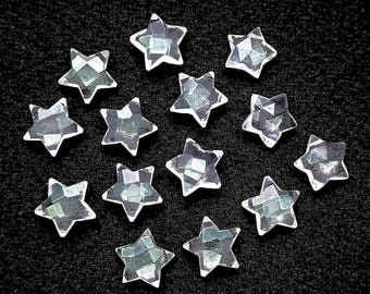 天然クリスタルクォーツスターシェイプジェムストーン、手彫りスター