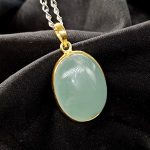 Pingente de água-marinha natural, pingente de água-marinha de ouro maciço 14K, colar com pingente de ouro maciço, pedra de nascimento de março, presente de Natal, pingente com bisel