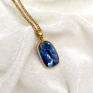 Genuine Kyanite Faceted Rosecut Pendant, 14k Solid Gold Kyanite Necklace, Kyanite September Birthstone, Gift for her, Kyanite Necklace Sale