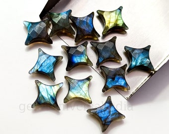 Flashy Labradorite Ninja Star shape Gemstone, Faceted Hand Carved Star Beads for Jewelry Natural Labradorite Star Briolettes Healing Crystal