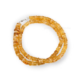 Citrine Heishi Necklace 6- 7mm Citrine Beads Necklace, Heishi Beaded Necklace, Tyre Beads Citrine Necklace for Women Wedding Gift for Her