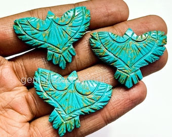 Copper Turquoise Eagle Carving, Hand Carved Eagle Shape Gemstone, Eagle Sculpture 40MM, Bird Carved Gemstone For Jewelry, Crystal Carvings