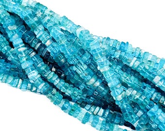 AAA+ blauwe apatiet kralen, gladde vierkante vorm, 4-5 mm apatiet Heishi vierkante kralen, vierkante apatiet streng, natuurlijke apatiet kralen voor sieraden