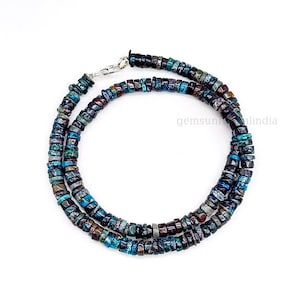 Blue Turquoise Heishi Beaded Necklace, Turquoise Beaded Necklace for Women Surfer Necklace Turquoise Choker Necklace Chic Boho Beach Jewelry