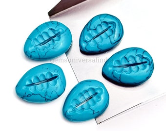 Blue Turquoise Conch Shell Carved Gemstone, AAA Turquoise Kaudi Shape Gemstone, Loose Hand Carving Beads, Carved Crystal Sea Shell Kodi 20mm