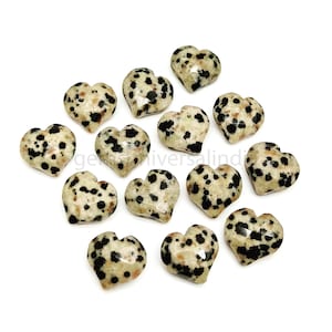 Natural Dalmatian Jasper Fancy Heart Shape Gemstone, 12mm Heart Carved Briolettes, Loose Hand Carved Gemstone Beads for Jewelry Making