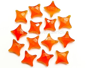 Natural Carnelian Ninja Star shape Gemstone, Faceted Hand Carved Star Beads for Jewelry, Carnelian Star Briolettes Healing Crystals, 12MM