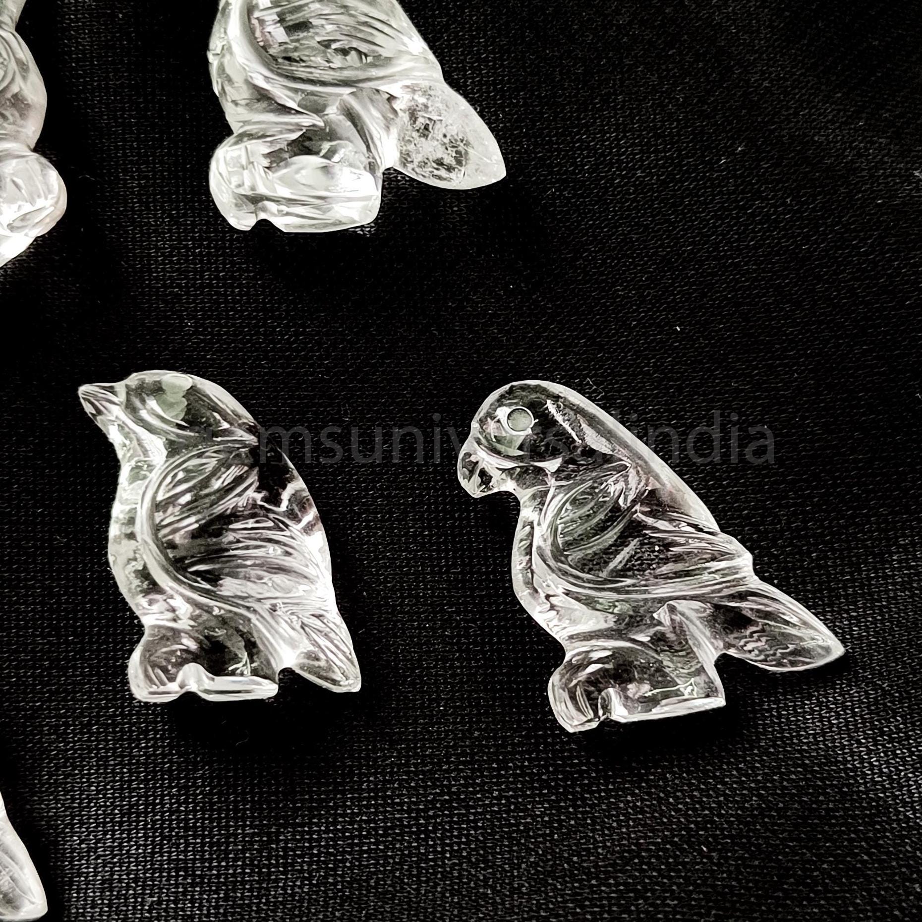 Natural Crystal Quartz Bird Carved Gemstone for Jewelry Pendant Making, Handmade Clear Quartz Carving Animals, Cute Bird Pendant Charms 25mm