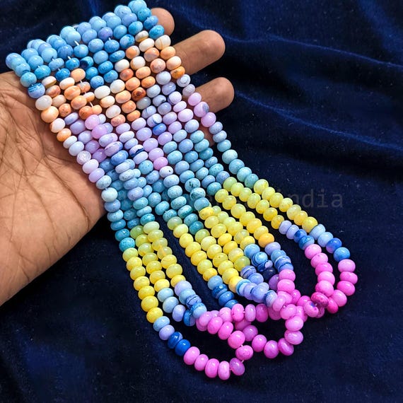 Multi Color Opal Smooth Rondelle Beads, AAA Disco Opal Gemstone