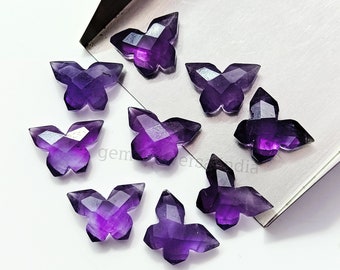 Natural Amethyst Butterfly Carved Gemstones, Mini Butterfly shape Beads for Jewelry Making, Hand Carved Briolettes, Crystal Carvings 14MM