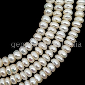 Genuine White Pearl Rondelle Beads, Fresh Water Pearl Beads, Natural Pearl Beads for Jewelry, Cultured Pearls, Jewelry Making Beads, 16&quot;