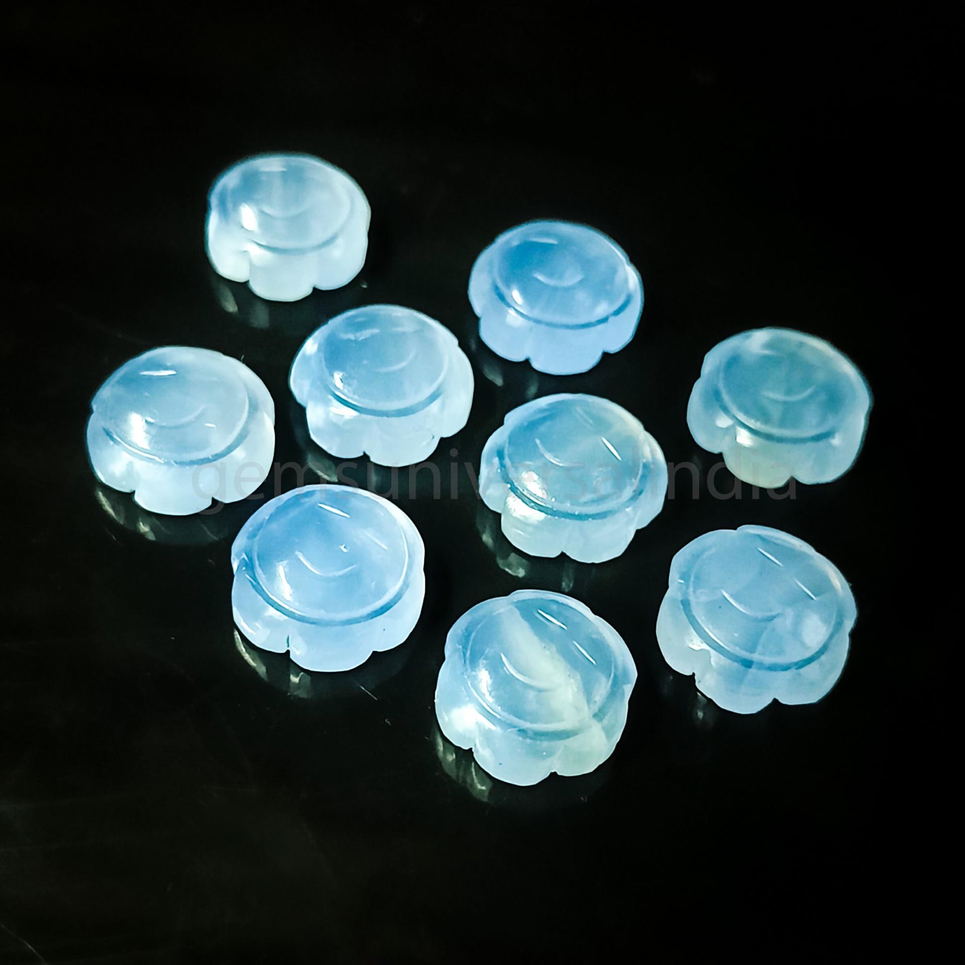 AAAブルーレースアゲートひまわり型宝石、手彫り宝石ビーズ、フラワー