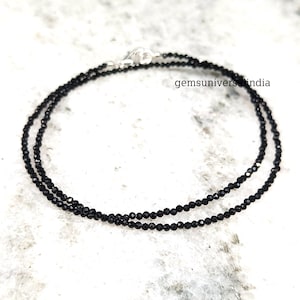 Black Spinel Faceted Beads Necklace, Black Spinel Beaded Necklace, Spinel Bead Necklace for Women, Dainty Necklace, Anniversary Gift for Her