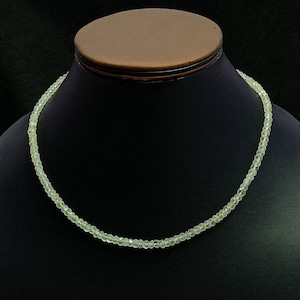 Prehnite Faceted Rondelle Beads Necklace, Natural Prehnite Beaded Necklace, Prehnite Necklace, Handmade Gemstone Necklace, Gift for Her SALE