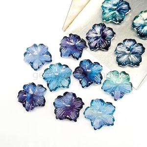AAA natürlicher Regenbogen Fluorit geschnitzte Blume, Multi Fluorit Blume Form Edelstein für die Schmuckherstellung Hand geschnitzt Edelstein Blume Anhänger 15 MM