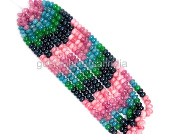 Natural Shaded Quartz Beads 8MM Smooth Rondelle Quartz Gemstone Beads Multi Color Quartz Rondelle Beads For Jewelry Making 16 Inch Strand