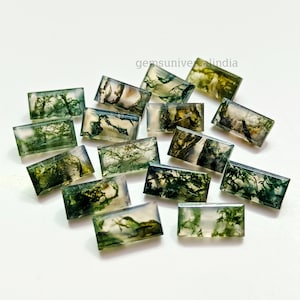 Moss Agate Cut Faceted Rectangle Shape Gemstone, Natural Moss Agate Faceted Gemstone for Jewelry, Loose Gemstone, Calibrated Gemstone 12x6MM